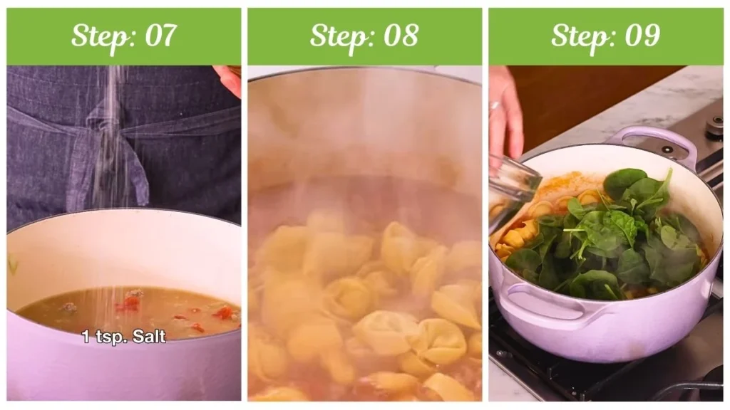 Preparing the Joanna Gaines Spinach Tortellini Soup