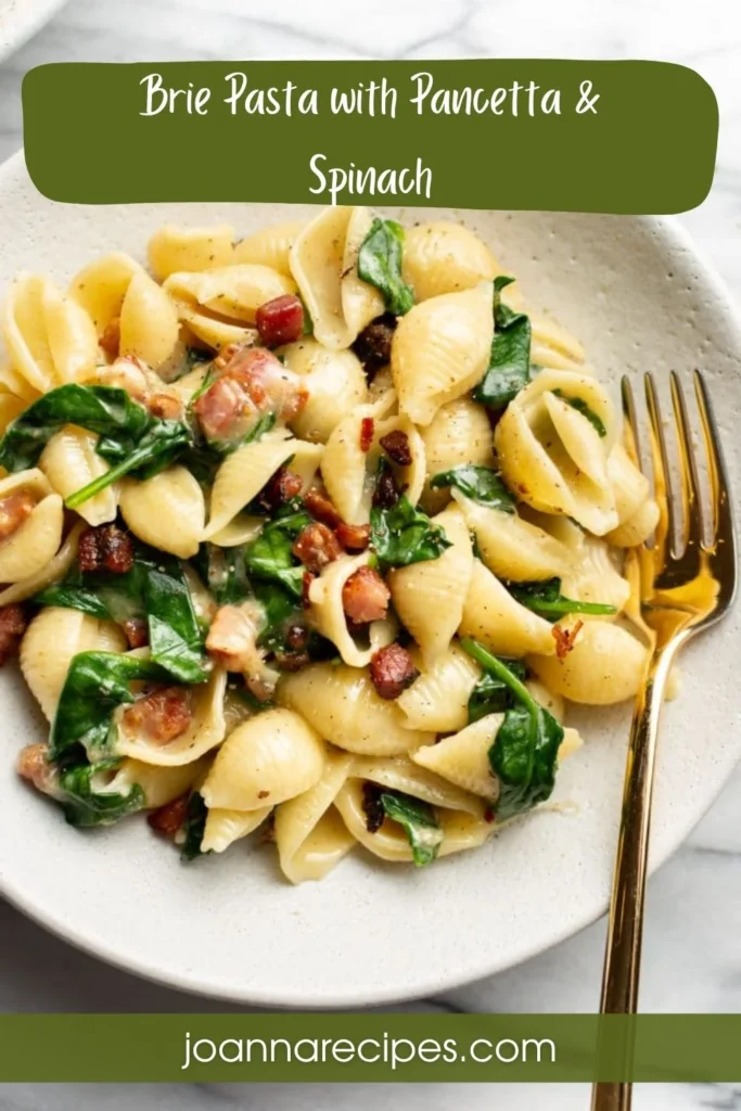 Brie Pasta with Pancetta & Spinach