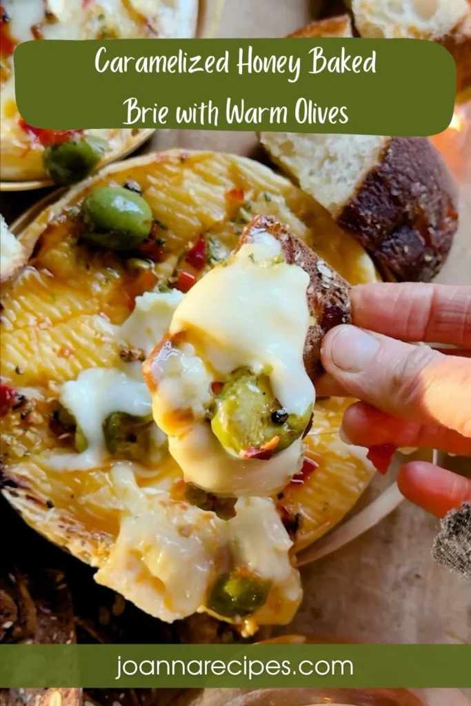 Caramelized Honey Baked Brie with Warm Olives