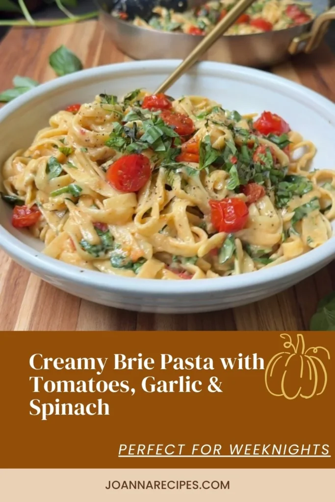Creamy Brie Pasta with Tomatoes, Garlic & Spinach