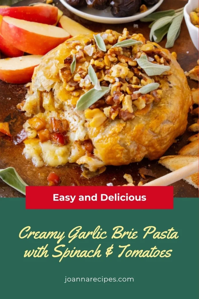 Creamy Garlic Brie Pasta with Spinach & Tomatoes