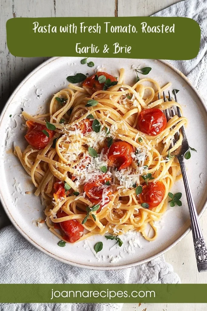Pasta with Fresh Tomato, Roasted Garlic & Brie