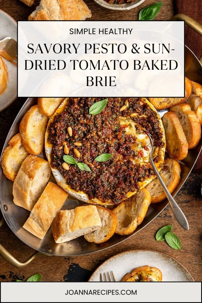 Savory Pesto & Sun-Dried Tomato Baked Brie